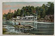 1908 ME Postcard Maine Steamer Island Belle at Hell Gate steamship ship boat picture