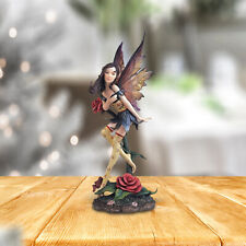 Romantic Rose Fairy with Clear Wings Statue 10