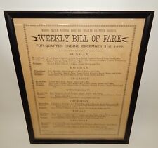 Antique 1899 Disabled Volunteer Soldiers Home Weekly Bill of Fare - Framed picture