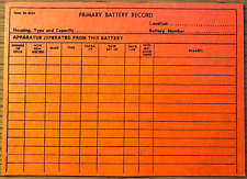 1952 ERIE LACKAWANNA RAILROAD COMPANY vintage form card PRIMARY BATTERY RECORD picture