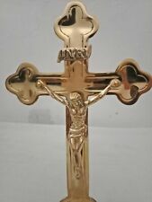 Fully Brass Altar Cross Jesus Christ Crucifix - 19th century Church Cross Jesus picture