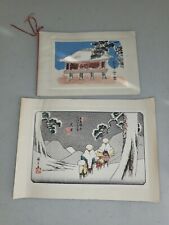 Lot of 2 Japanese Lithographs Used as Vintage Greeting Cards *See Pictures* picture