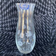 Vintage Pasabahce Clear Glass Vase With Etched Flowers - Made In Turkey 7