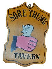 VTG  Sore Thumb tavern picture wood Plaque Bar Sign Tavern retro Japan EUC MCM picture