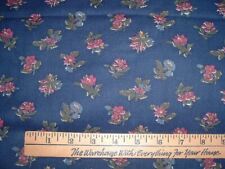 Vtg 80s Dark Purple Blue Small Flowers On Navy Blend Sew Fabric BTY 36x43 #505 picture