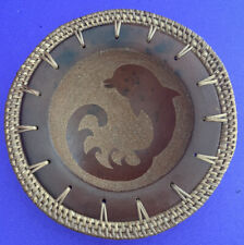 RED CLAY TERRA COTTA DOLPHIN PLATE DISH BOWL W/BASKET WEAVE EDGING 7” SALE picture