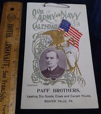 Antique ORIGINAL 1899 Our Army and Navy Military Calendar President McKinley  picture