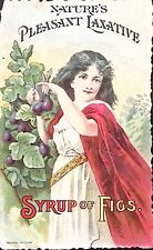 c1880 SYRUP OF FIGS NATURE'S PLEASANT LAXATIVE KREBS VICTORIAN TRADE CARD P4423 picture