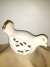 Vintage White Dove Figurine Accented with Gold Accent Ceramic Love Bird picture