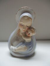 Vintage Mary Planter Virgin Mother Jesus Child Blue White Gold #4150 Planter picture