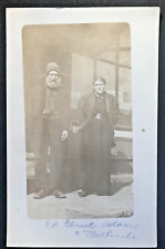 Real Photo PC OLD COUPLE, Man with hat, beard, rope belt, woman all in black picture