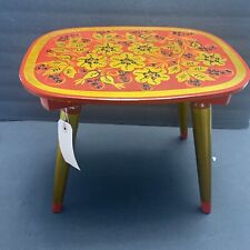 Rare Vintage Khokhloma Russian Hand Painted Folk Art Wooden Lacquer Stool/table picture
