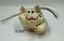 Whimsical Clay Art Cat Pen Holder Heart On Face picture