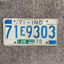 Vintage 1971 Indiana License Plate 71 E 9303 IND-70 71 White Blue picture