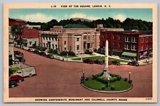 Postcard The Square Lenoir North Carolina Confederate Monument Ice Cream Truck picture