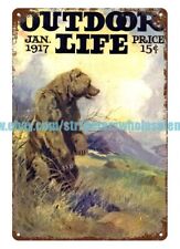 1917 Outdoor Life bear big game hunting wildlife metal tin sign home décor picture