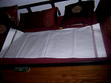 vintage pristine simple linen  table runner w open weave  46'' by 17'' picture