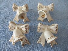 VTG 4 LEFTON Christmas-Wedding-Other- Bell & Bows Candle Huggers Gold Trim Japan picture