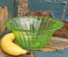 Vintage Jeannette Glass Pinwheel Green Uranium Depression Glass Serving Bowl  picture