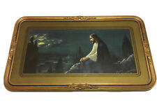 Vintage MCM Large 39”x23” Jesus Print- Gold Gilt Wood Frame. Mt Olives-Giovanni picture