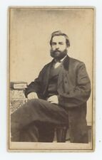 Antique CDV c1860s Handsome Man With Full Beard By Book Abbott Little Falls, NY picture