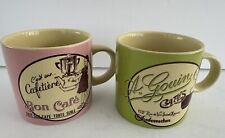 Cafe Paris Coffee Tea Mugs by Rosanna Retro French-Themed Set Of 2 Pink Green picture