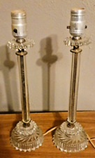 Pair (2) Vintage Mid Century Clear Crystal Glass Boudoir Table Lamps Working picture