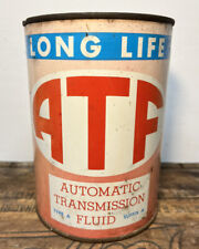 Vtg Long Life ATF Auto Trans Fluid 1 Quart Oil Can Full Tin Victor Oil Detroit picture