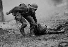 World War Normandy D-day Hero Saving a Wounded Soldier WW2 8X10 Photo Art 9848 picture