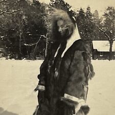 Antique/Vintage Snapshot Photograph Beautiful Young Inuit Woman Fur Coat picture
