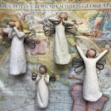Lot of 4 Demdaco Willow Tree Figurines Angels: Happiness() Courage 2006 Freedom picture