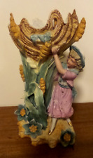 ANTIQUE GERMAN BISQUE VASE GIRL HOLDING SEASHELL  3803 picture