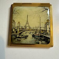 Vintage Paris Eiffel tower compact double sided mirror Gold Color picture