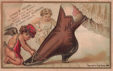 1881 AB Seeley Trade Card Meade Brooklyn NY Angel Cobbler Fairy Slippers *Ab8c picture