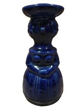 Steuler Keramik Figural Woman West German Candle Holder Vtg Cobalt Blue  picture