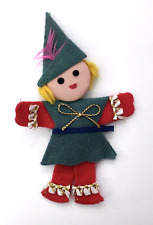 Vintage Handmade Christmas Elf Pixie Magnet Felt and Trim Colorful & Cute 5