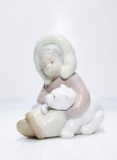 Retired LLADRO Spain Eskimo Boy with Polar Bear Cub Porcelain Figurine #1195 picture