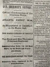 Civil War Newspapers- LINCOLN'S CONGRATULATIONS TO SHERMAN ON CAPTURE OF ATLANTA picture