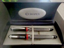Europen Red/Black Trim Faceted Twist Capped Refillable Celluloid Ballpoint Pens picture