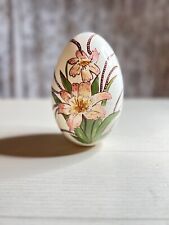 Large Vintage Porcelain  Egg Flowers Signed H. Pine picture