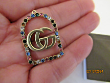 GUCCI   ZIPPER PULL CHARM bronzy GOLD metal , 32mm X 22MM colored stones picture