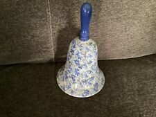 Vintage Blue/White Speckled Bell , Missing Chain Bell Inside picture