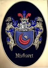 Vintage NIELSEN Coat of Arms Family Crest Embroidered Metallic Thread On Velvet picture