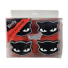 Emily the Strange Kitty Kat Knobs Black Cat Drawer Pulls Sabbath 4 Pack Goth picture