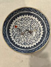 Vintage Blue And White  Porcelain Dragon Bowl picture