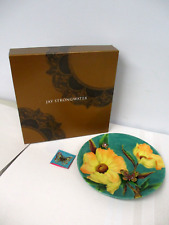 LMT ED SIGNED JAY STRONGWATER 2006 FLOWER PLATE w SWAROVSKI BUTTERFLY & FROG MIB picture