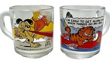 Vtg Garfield and Odie Lot 2 McDonalds Glass Cups Mug Anchor Hocking USA 1978 picture