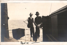 Postcard RPPC Real Photo Two Men Posing On A Ship CYKO ca. 1904-1920s picture