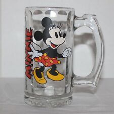 Vintage Disney Minnie Mouse Clear Glass Beer Stein Mug Cup 5.5