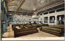 SEATTLE Wash. Postcard Interior NORTHERN PACIFIC DEPOT Train Station View c1910s picture